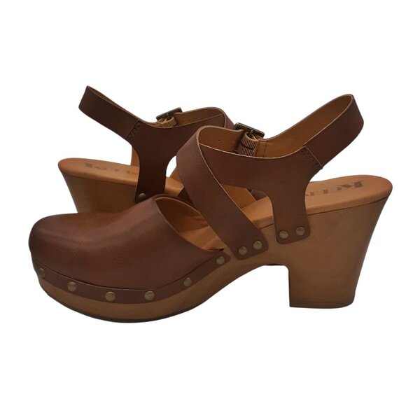 Korks Abloom Heeled Clog Stud Detail Faux Leather Sandals SZ 9 - Picture 12 of 16